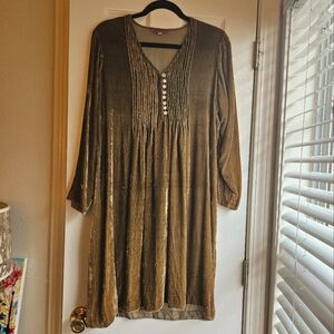 MICHELE BACONNIER Olive Green Velvet Dress or Tunic